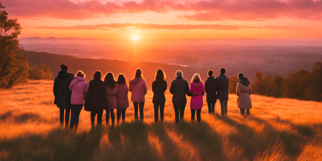 Community watching the sunrise